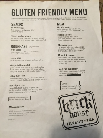 brick house gluten free menu